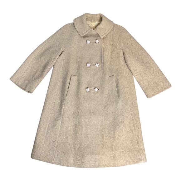 Vintage 1950's Craigleigh Ivory Blouce Double Breasted Swing Coat size large - Picture 10 of 17